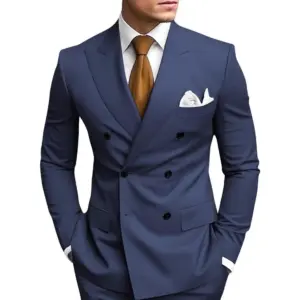 Slim Fit Double-Breasted Tweed Suit Set for Weddings
