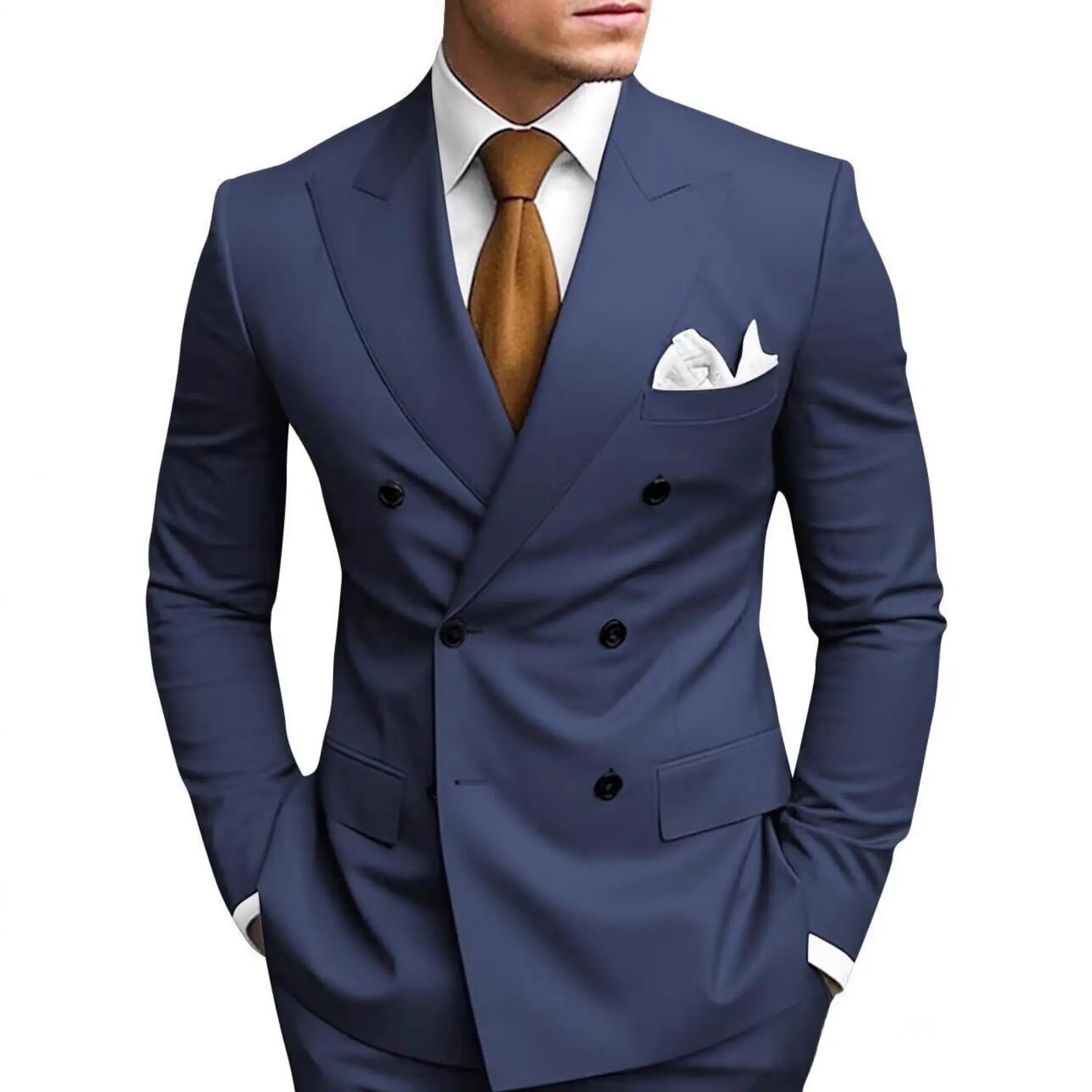 Slim Fit Double-Breasted Tweed Suit Set for Weddings Slim Fit Double-Breasted Tweed Suit Set for Weddings