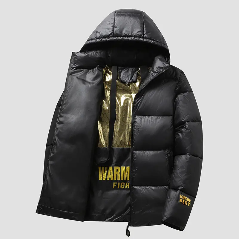Warm Cotton-Padded Men’s Jacket with Black & Gold Style Warm Cotton-Padded Men’s Jacket with Black & Gold Style