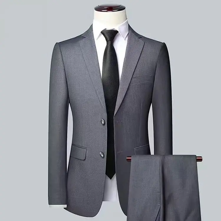 Slim-Fit Men’s Two-Piece Business Suit Set, Two-Button Slim-Fit Men’s Two-Piece Business Suit Set, Two-Button