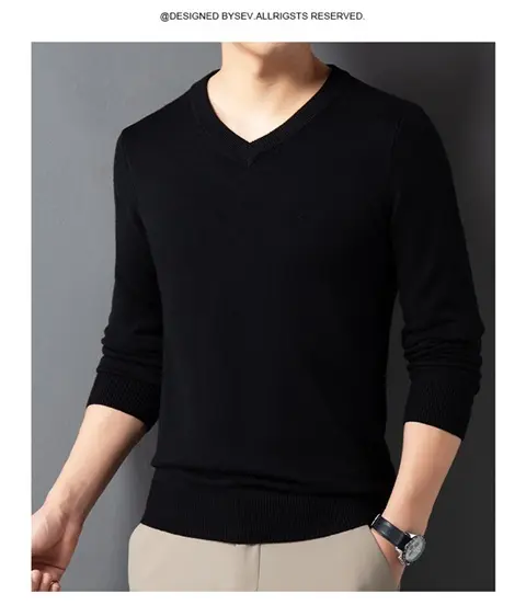 SpringAutumn Sweater V-Neck Top Men's