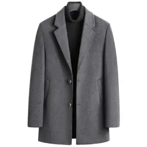 Thick Winter Warmth Men’s Single-Breasted Wool Overcoat