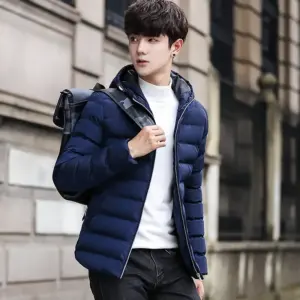 Thick Cotton Hooded Casual Coat for Men - Waist Design