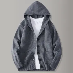 Men’s Jacquard Knit Lapel Cardigan Sweater for Autumn