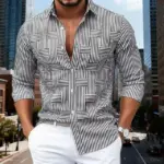 Wrinkle-Resistant No-Iron Blue & White Striped Long Sleeve Shirt