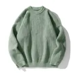 Textured Solid Color Knit Sweater for Casual, Loose Fit