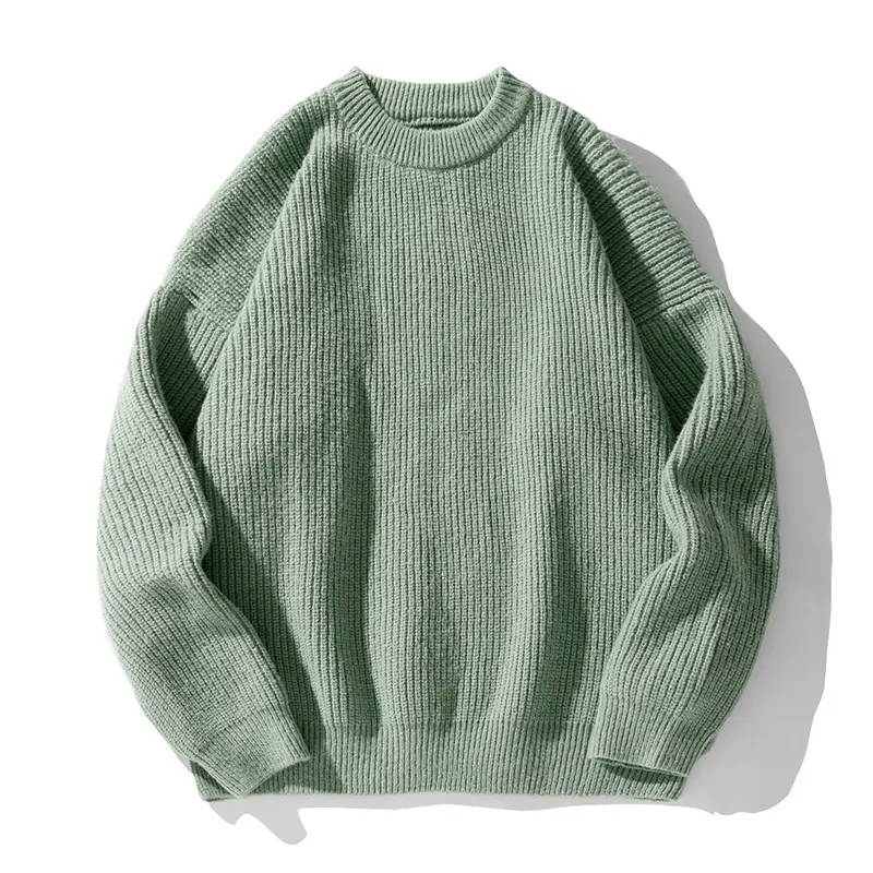 Textured Solid Color Knit Sweater for Casual, Loose Fit