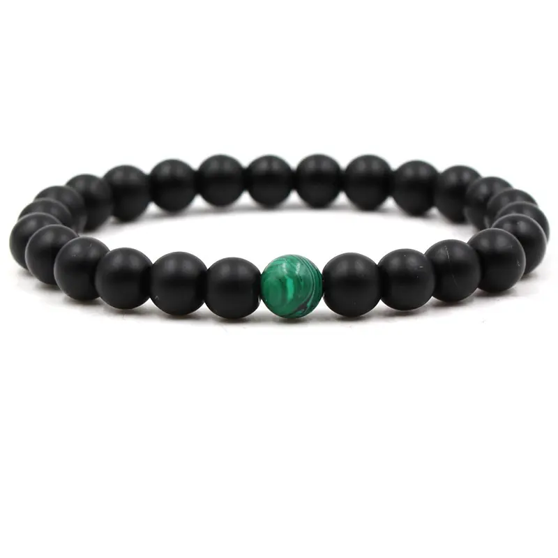 Classic Black Matte Green Malachite Bracelets Suitable Women Men Elastic Strand Jewelry Classic Black Matte Green Malachite Bracelets Suitable Women Men Elastic Strand Jewelry