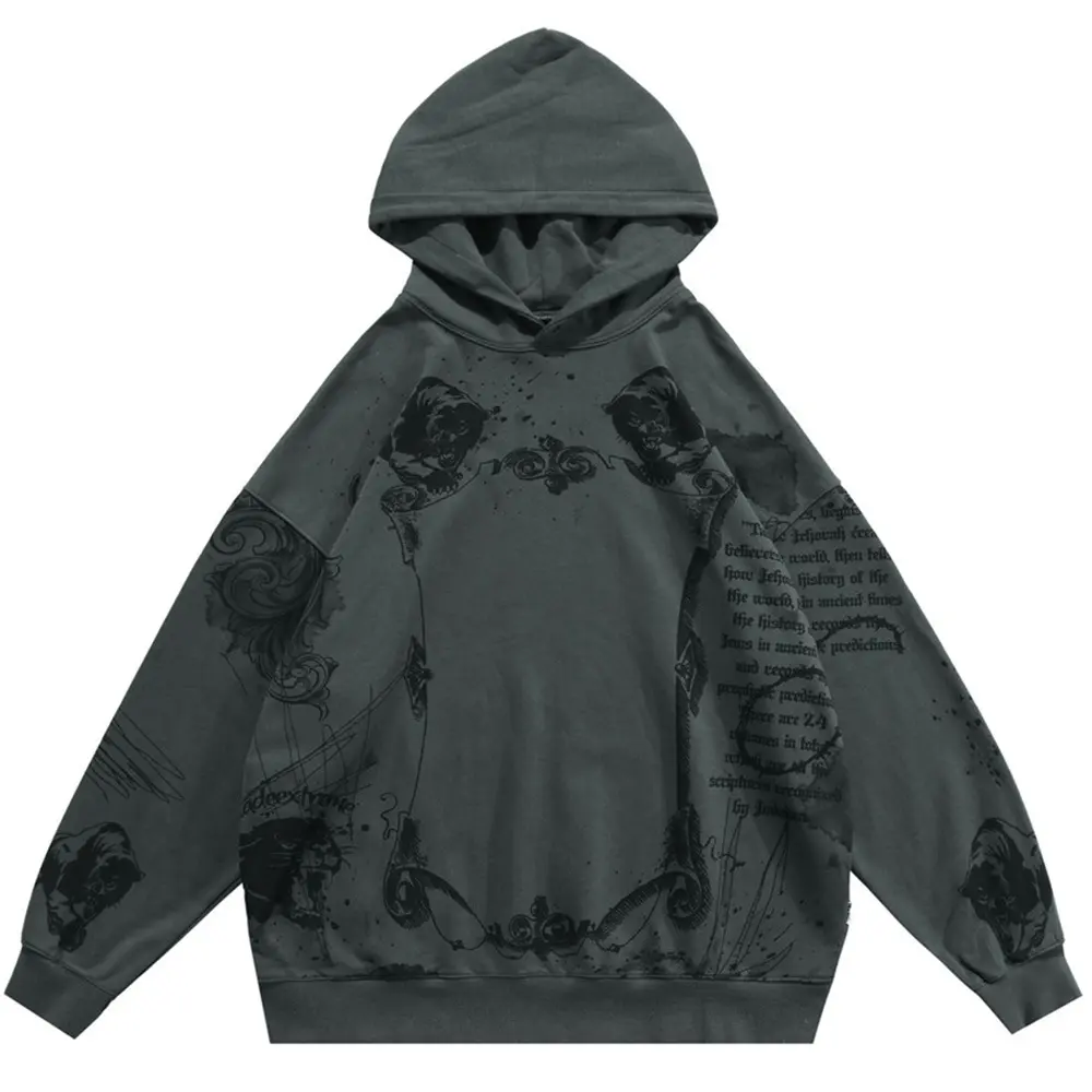 All-Over Speckle Print Cotton Pullover Hoodie for Men