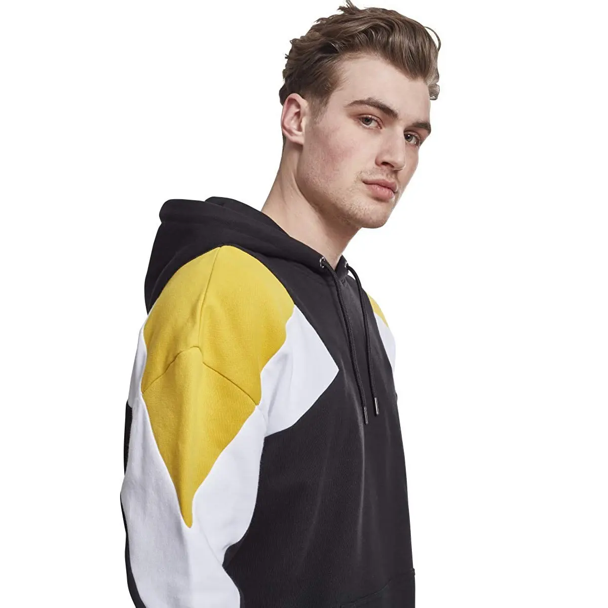Non-Iron Men’s Color Block Round Neck Hoodie (White/Black) Non-Iron Men’s Color Block Round Neck Hoodie (White/Black)