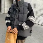 Warm Winter Layering Vest for Men, Gray Polyester Lining