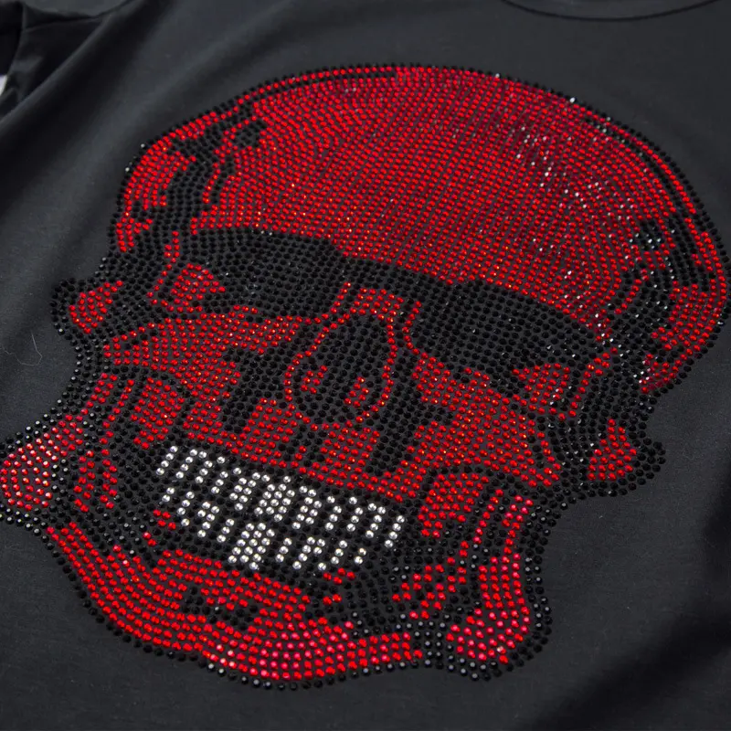 Skull Men's Hot Rhinestone Long Sleeve Sweatshirt