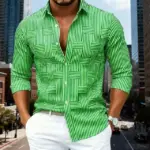 Wrinkle-Resistant No-Iron Blue & White Striped Long Sleeve Shirt