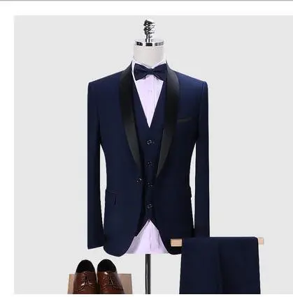 Slim Fit 3-Piece Men’s Suit Set, Cotton Blend Buttoned
