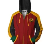 Hooded Batman Sweatshirt with Red Zipper, Cotton Blend