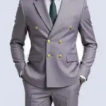 Business Non-Iron Two-Piece Suit With Double-Breasted Gold Buttons