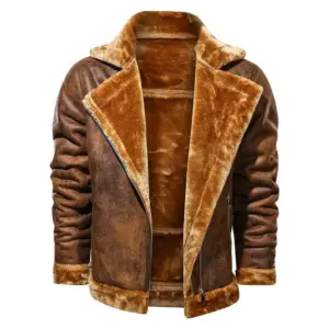 Retro Men Winter Suede Leather Jacket