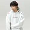 Heavyweight Hooded Sweatshirt with Textured Embroidery