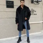 Windproof Insulated Faux Fur Coat with Fur Collar Pockets