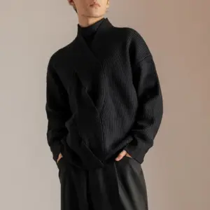 Loose Fit Japanese-Style V-Neck Sweater for Men - 3 XL