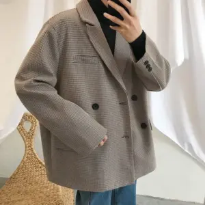 Relaxed Fit Cotton Blend Men’s Loose Suit with Blazer