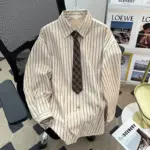 1543473b-58e8-4241-8cad-8e2f87051fb6.webp Relaxed Fit Men’s Lapel-Style Striped Shirt, Long Sleeve
