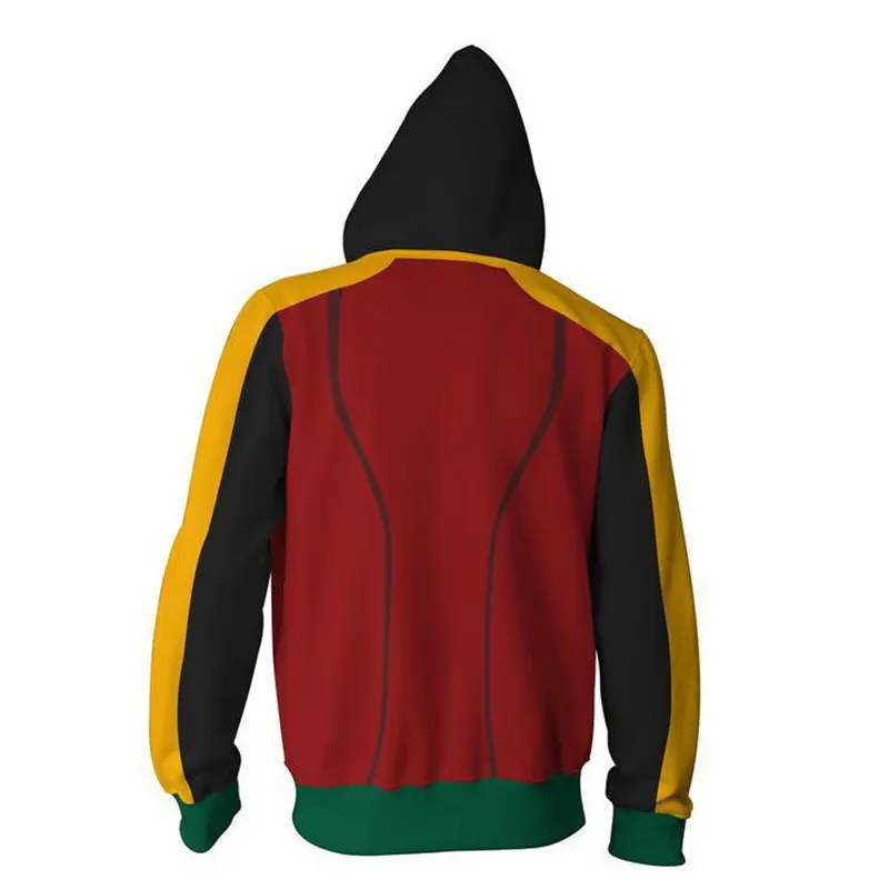Hooded Batman Sweatshirt with Red Zipper, Cotton Blend