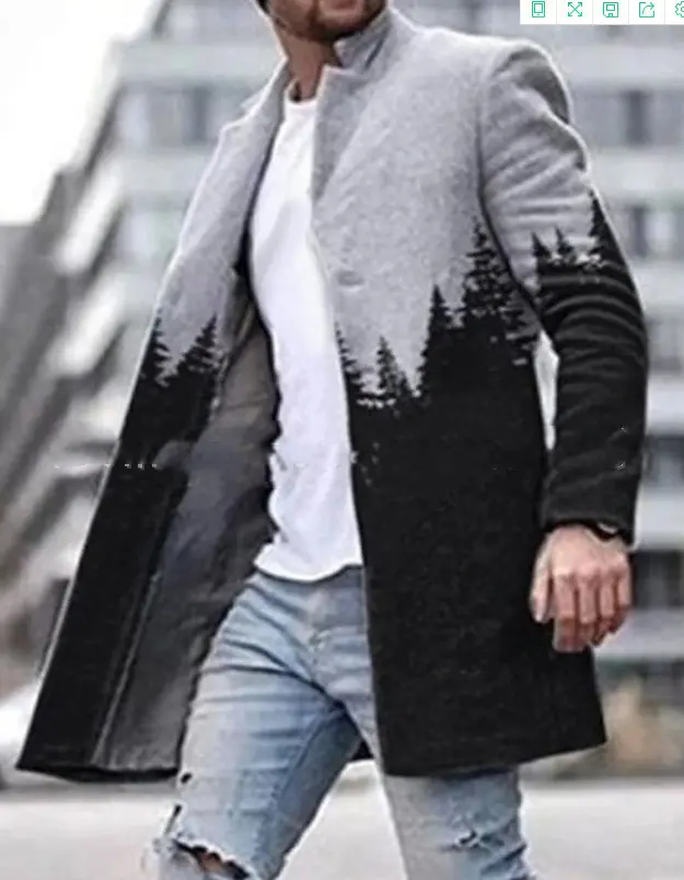 Men’s Slim Fit Mid-Length Trench Coat with Stand-Up Collar Men’s Slim Fit Mid-Length Trench Coat with Stand-Up Collar