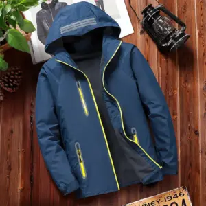 Warm Cotton-Padded Men’s Jacket with Hood & Pockets, 4 XL
