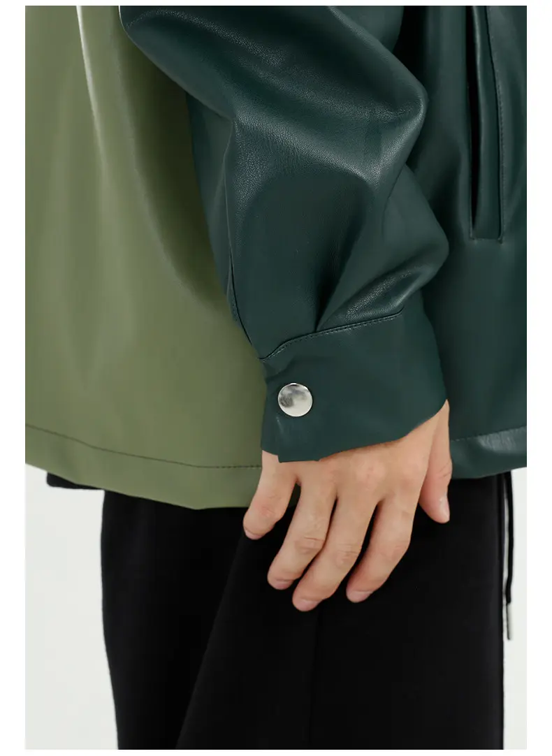 Retro Style PU Leather Jacket for Men, Green Black Retro Style PU Leather Jacket for Men, Green Black