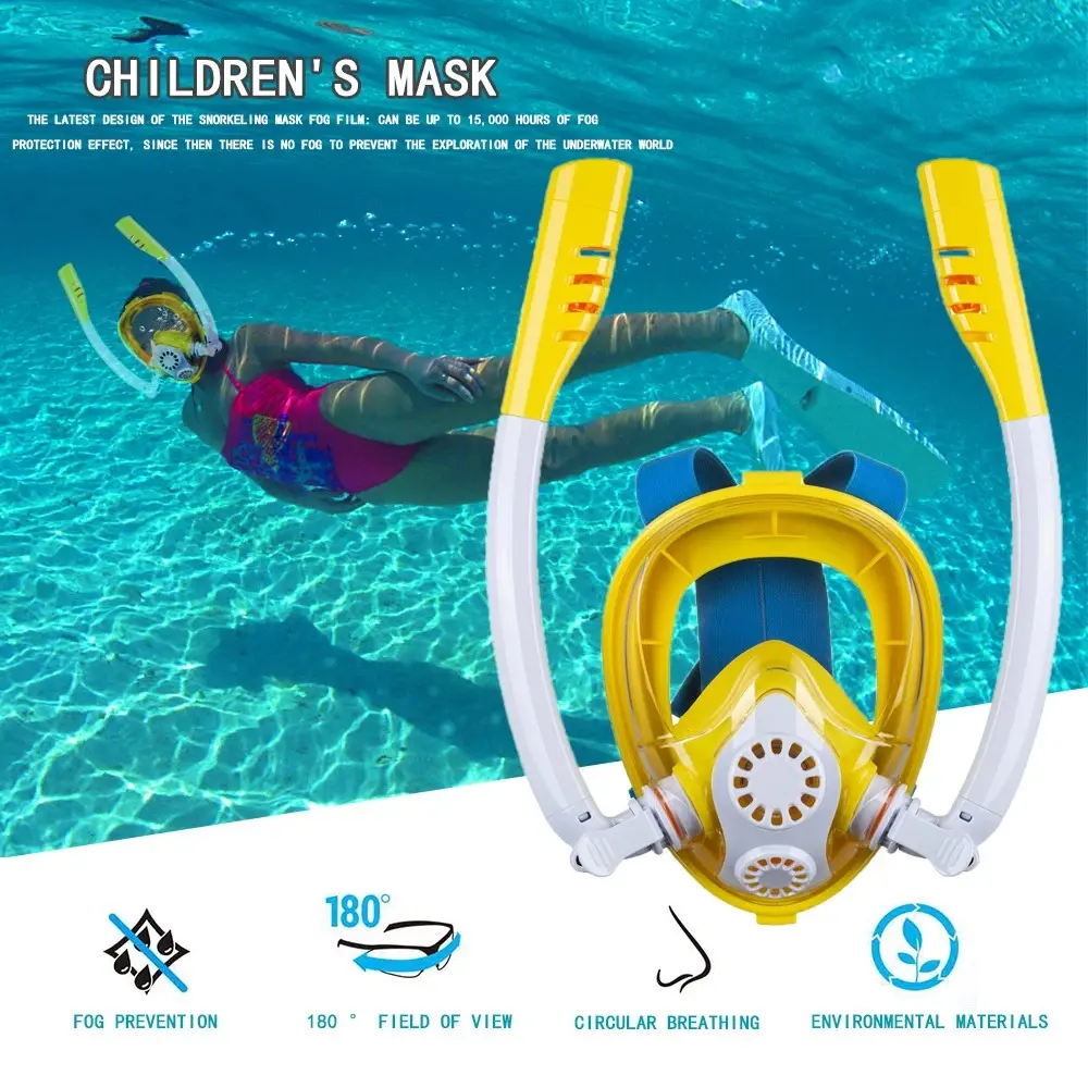 Anti-Fog Full Face Snorkeling Mask with Dual Air Tubes