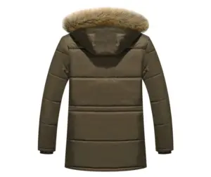 Warm Hooded Down Parka Jacket for Men, Zipper, Detachable Cap
