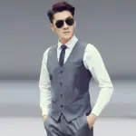 Wrinkle-Resistant Men’s Work Suit Vest in Viscose Blend