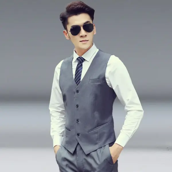 Wrinkle-Resistant Men’s Work Suit Vest in Viscose Blend