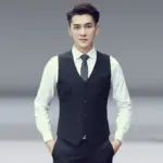 Wrinkle-Resistant Men’s Work Suit Vest in Viscose Blend