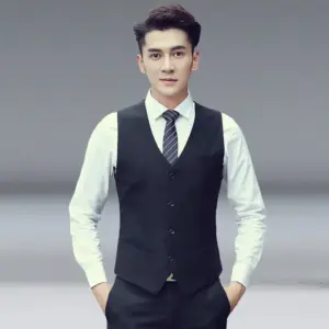 Wrinkle-Resistant Men’s Work Suit Vest in Viscose Blend