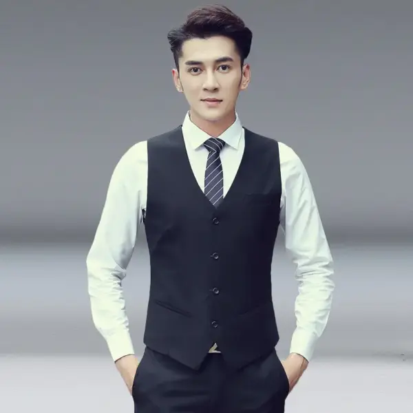 Wrinkle-Resistant Men’s Work Suit Vest in Viscose Blend
