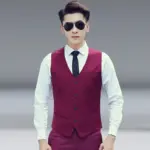 Wrinkle-Resistant Men’s Work Suit Vest in Viscose Blend
