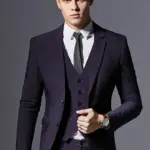 1676124543382.webp Slim Fit Men’s Suit for Banquets, 2-Button Flat Collar