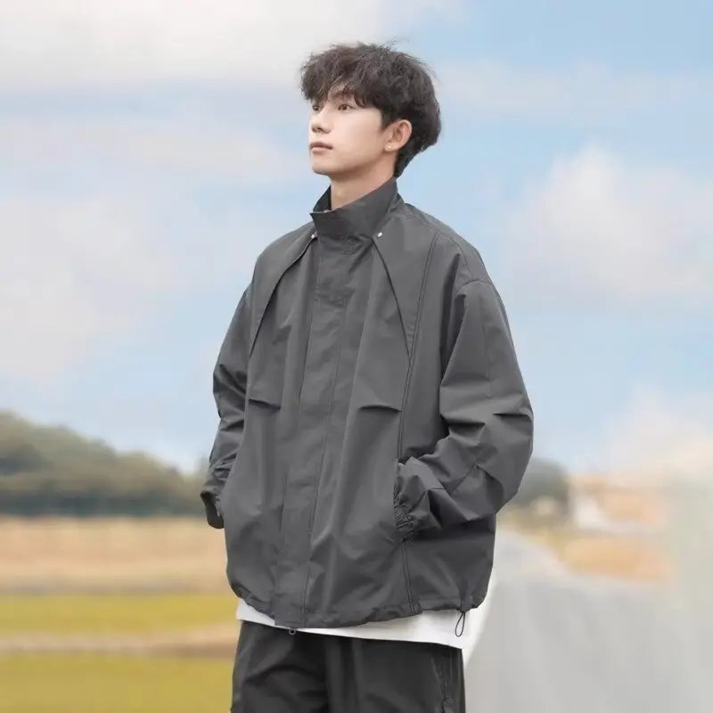 Windproof Waterproof Loose-Fit Men’s Shell Jacket, Retro Style Windproof Waterproof Loose-Fit Men’s Shell Jacket, Retro Style