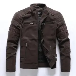 Men PU Leather Jacket with Green, Black, Brown Sizes L-4 XL