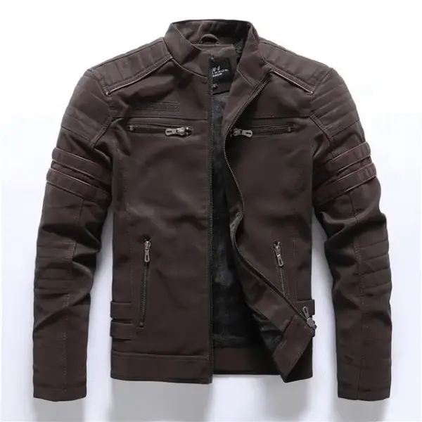 Men PU Leather Jacket with Green, Black, Brown Sizes L-4 XL