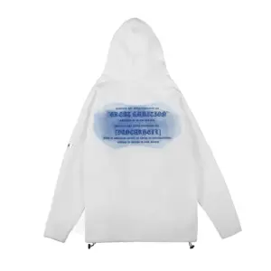 Warmth-Boosted Polar Fleece Hoodie with Dark Letters Print - Non-Iron