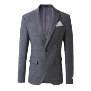 Slim Fit Men’s Blazer Stand Collar Cotton for Casual Wear