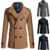 Warm Men’s Woolen Trench Coat with Cotton Blend Fabric