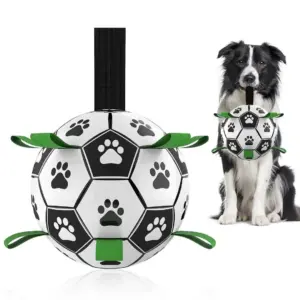 Interactive Dog Football Toy Soccer Ball With Nylon Tabs, 5 in