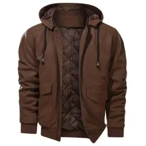 Removable Hood Men’s Motorcycle Leather Jacket - Genuine