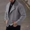 Men’s Loose-Fit Wool-Style Coat Jacket, Long Sleeve Men’s Loose-Fit Wool-Style Coat Jacket, Long Sleeve