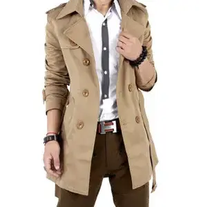 Men's Mid-Length Trench Coat for Daily Layering Coverage