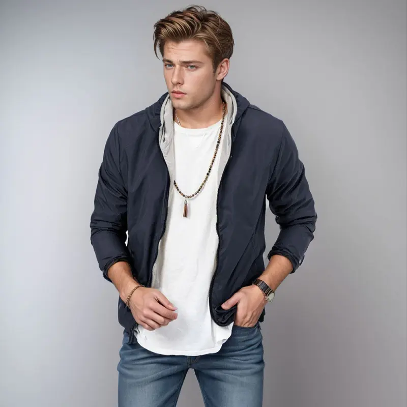 Reversible Men’s Zipper Coat for Loose Fit, 2-Way Colors Reversible Men’s Zipper Coat for Loose Fit, 2-Way Colors